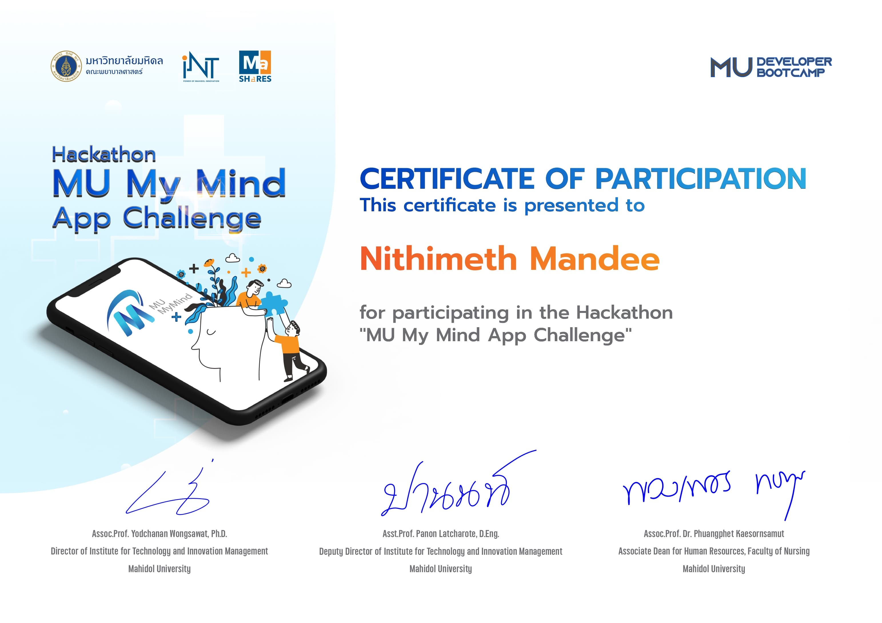 Hackathon MU My Mind app challenge